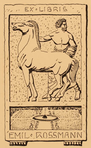 Exlibris by ? Unbekannt from Germany for Emil Rossmann - Horse 