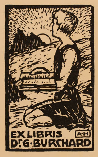Exlibris by ? Unbekannt from Germany for Dr. E. Burchard - Book Woman Sun 