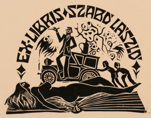 Exlibris by ? Unbekannt from Unknown for Dr. Laszlo Szabo - Car Woman 