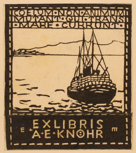 Exlibris by ? Unbekannt from Unknown for A. E. Knöhr - Ship/Boat 