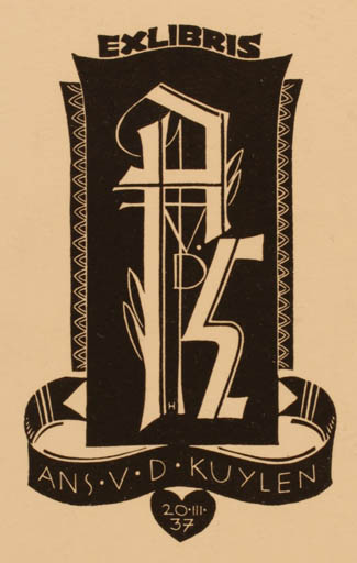 Exlibris by ? Unbekannt from Unknown for Ans van der Kuylen - Text/Writing 