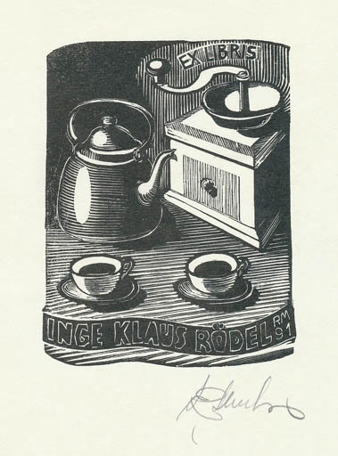 Exlibris by Richard Mutso from Estonia for Klaus & Inge Rödel - Food 