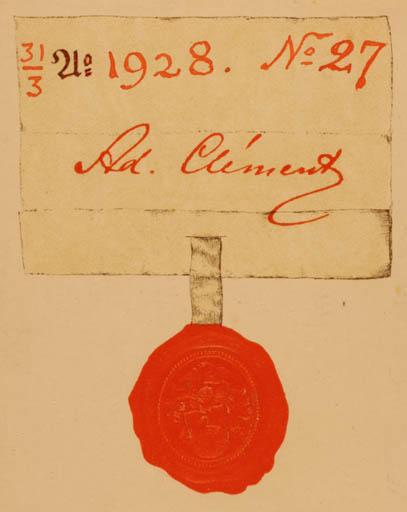 Exlibris by ? Unbekannt from Unknown for Ad. Clemens - Text/Writing 