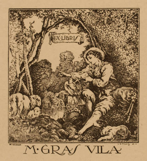 Exlibris by ? Unbekannt from Unknown for M. Gras Vilas - Working Fauna 