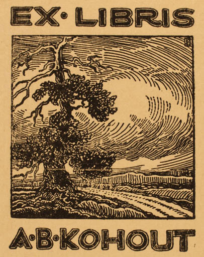 Exlibris by ? Unbekannt from Unknown for A. B. Kohout - Scenery/Landscape Tree 