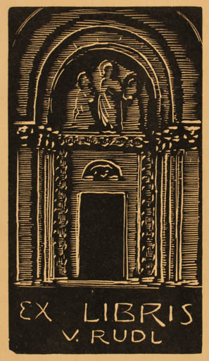 Exlibris by ? Unbekannt from Unknown for Vaclav Rudl - Architecture Religion 