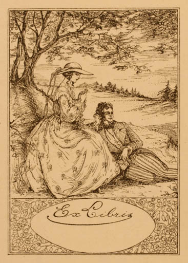 Exlibris by ? Unbekannt from Unknown for ? Universalexlibris - Scenery/Landscape Couple Romance 