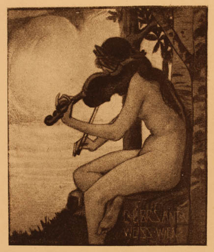Exlibris by ? Unbekannt from Unknown for Anton Weiss - Woman Music Nude 