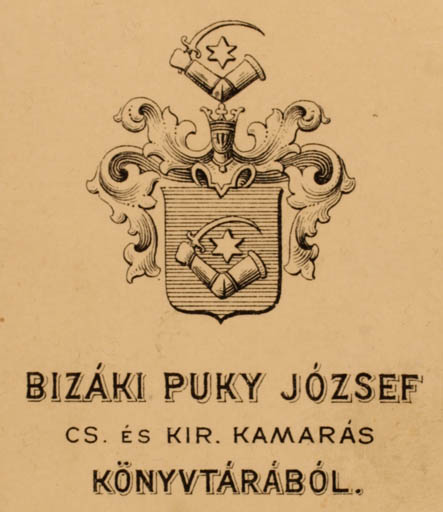Exlibris by ? Unbekannt from Unknown for Jozsef Bizaki Puky - Heraldry 
