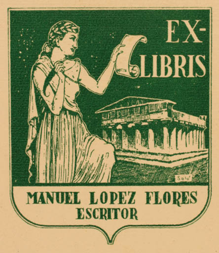Exlibris by ? Unbekannt from Unknown for Manuel Flores Lopes - Classical antiquity Woman 