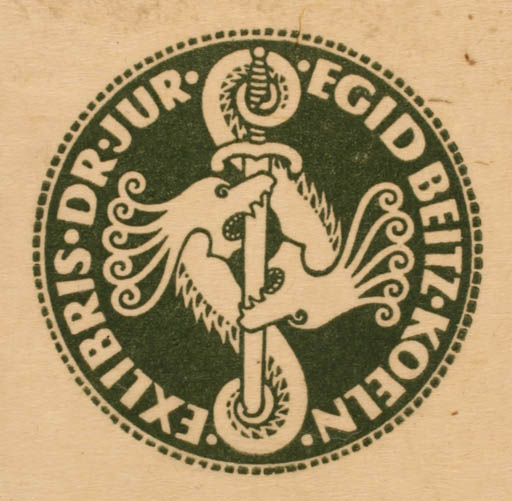 Exlibris by ? Unbekannt from Unknown for Dr. Egid Beitz - Text/Writing 