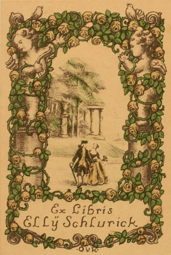 Exlibris by ? Unbekannt from Unknown for Elly Schluriick - Flower Couple Romance 