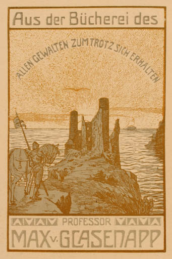 Exlibris by ? Unbekannt from Unknown for Max v. Glasenapp - Horse Maritime Knight 