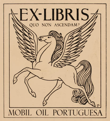 Exlibris by ? Unbekannt from Portugal for ? Mobil Oil Portuguesa - Mythology Pegasus 