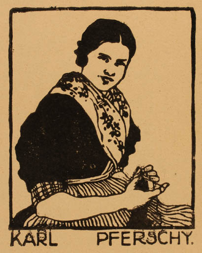 Exlibris by ? Unbekannt from Unknown for Karl Pferschy - Woman 