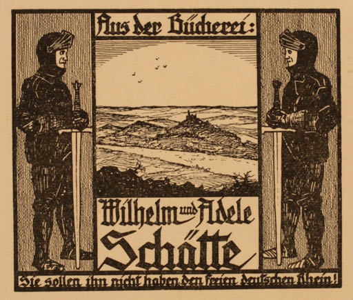 Exlibris by ? Unbekannt from Unknown for Wilhelm u. Adele Schätte - Scenery/Landscape Knight 
