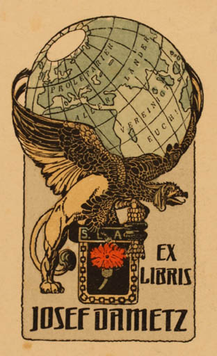 Exlibris by ? Unbekannt from Austria for Josef Dametz - Fable Animal Globe 