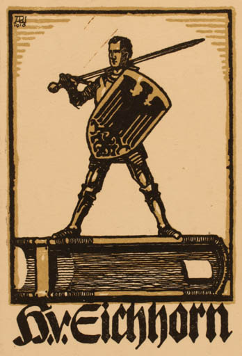 Exlibris by ? Unbekannt from Germany for H. v. Eichhorn - Book Knight Weapon 