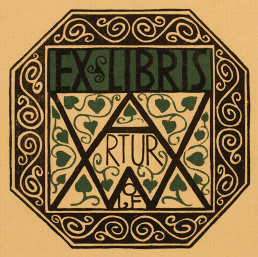 Exlibris by ? Unbekannt from Unknown for Artur Wolf - Monogram Ornament Text/Writing 