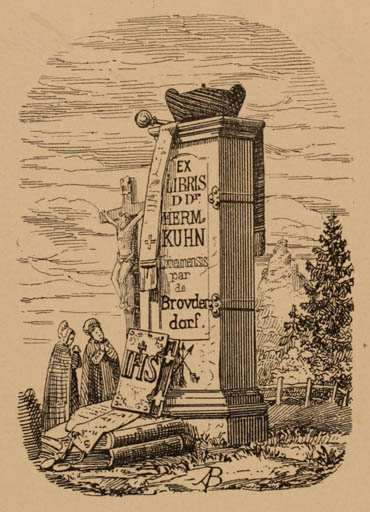 Exlibris by ? Unbekannt from Unknown for Dr. Herm Kuhn - Religion 