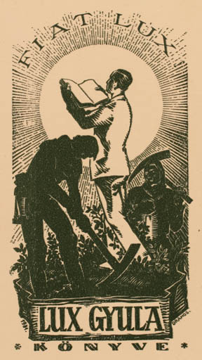 Exlibris by ? Unbekannt from Hungary for Gyula Lux - Working Sun 