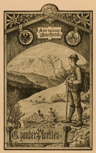 Exlibris by ? Unbekannt from Unknown for G. von der Pforlen - Mountain Scenery/Landscape 