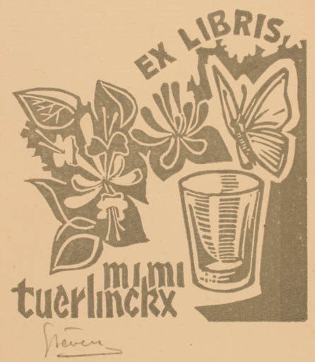 Exlibris by ? Unbekannt from Unknown for Mimi Tuerlinckx - Flora Butterfly 