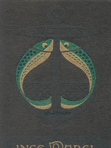 Exlibris by Christian Blæsbjerg from Denmark for Inge Rödel - Fish 