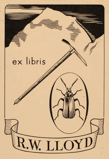 Exlibris by ? Unbekannt from Unknown for R. W. Lloyd - Mountain Insect 