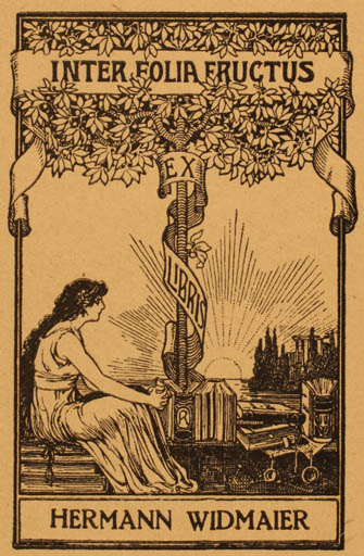 Exlibris by ? Unbekannt from Unknown for Hermann Widmaier - Book Flora Woman 