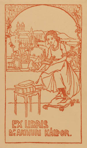 Exlibris by ? Unbekannt from Unknown for Dr. Arthur Kaldor - Book Jugend Woman 