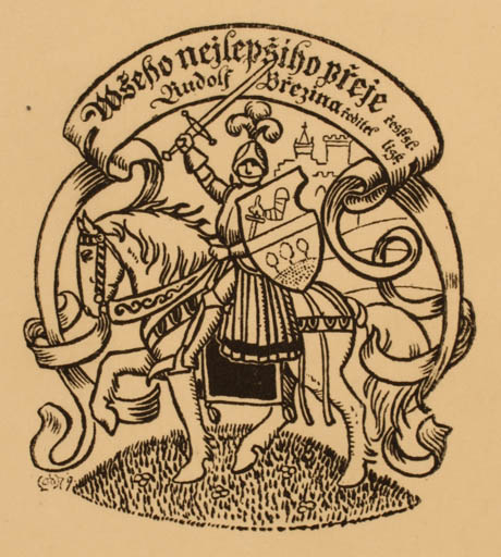 Exlibris by ? Unbekannt from Unknown for Rudolf Brezina - Horse Knight 