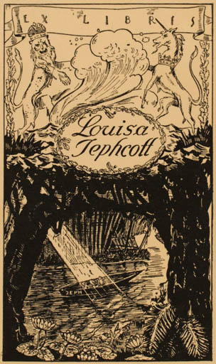Exlibris by ? Unbekannt from Unknown for Louisa Jephcott - Unicorn Fauna Maritime 