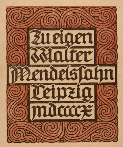 Exlibris by ? Unbekannt from Unknown for Walter Mendelssohn - Ornament Text/Writing 