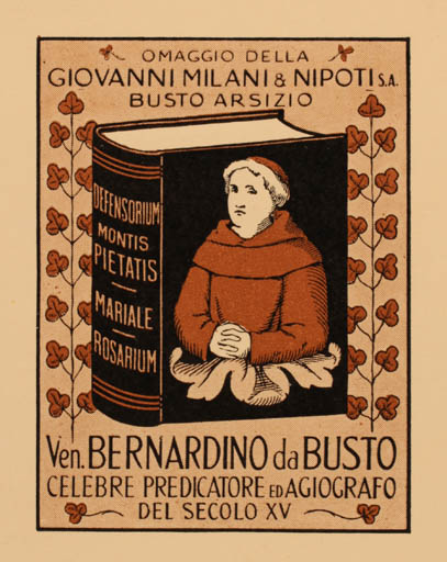 Exlibris by ? Unbekannt from Unknown for Bernadino da Busto - Book Religion 