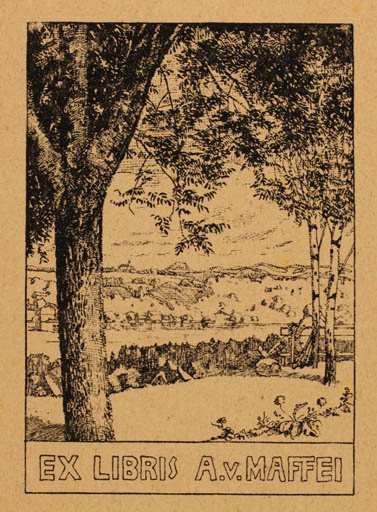 Exlibris by ? Unbekannt from Unknown for A. v. Maffei - Scenery/Landscape 